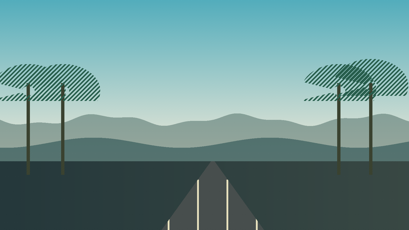 Los Angeles morning road with palms and hills